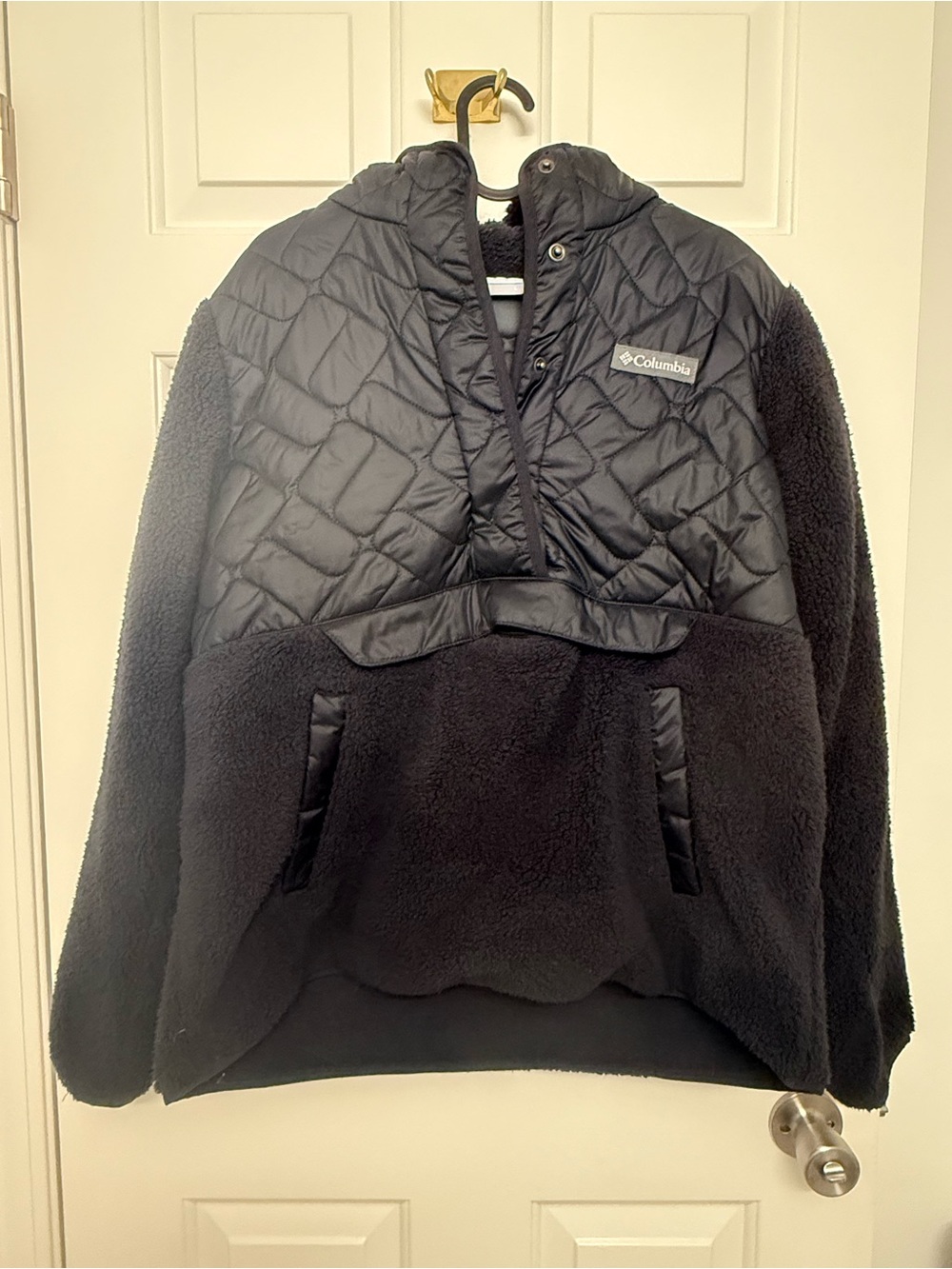 Columbia Black Quilted Sherpa Half-Zip Hoodie
